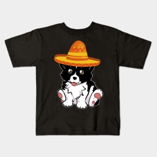 Cute dog border collie mexico cinco de mayo t shirt Kids T-Shirt